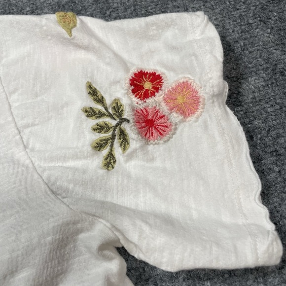 Kyla Seo Comfort Tee WHITE Size Medium Crewneck Embroidered Cotton Boho Handmade - Picture 3 of 12